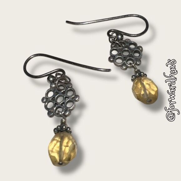 Bundle Sale 3 for $15 | Silver-Tone Dangle Earrings with Yellow Bead - Picture 4 of 6